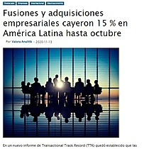 Fusiones y adquisiciones empresariales cayeron 15 % en Amrica Latina hasta octubre